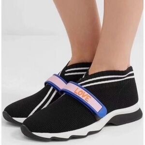 Fendi Rockoko mismatch logo “Love Fendi” tech-mesh knit sneakers size IT 36 US 6